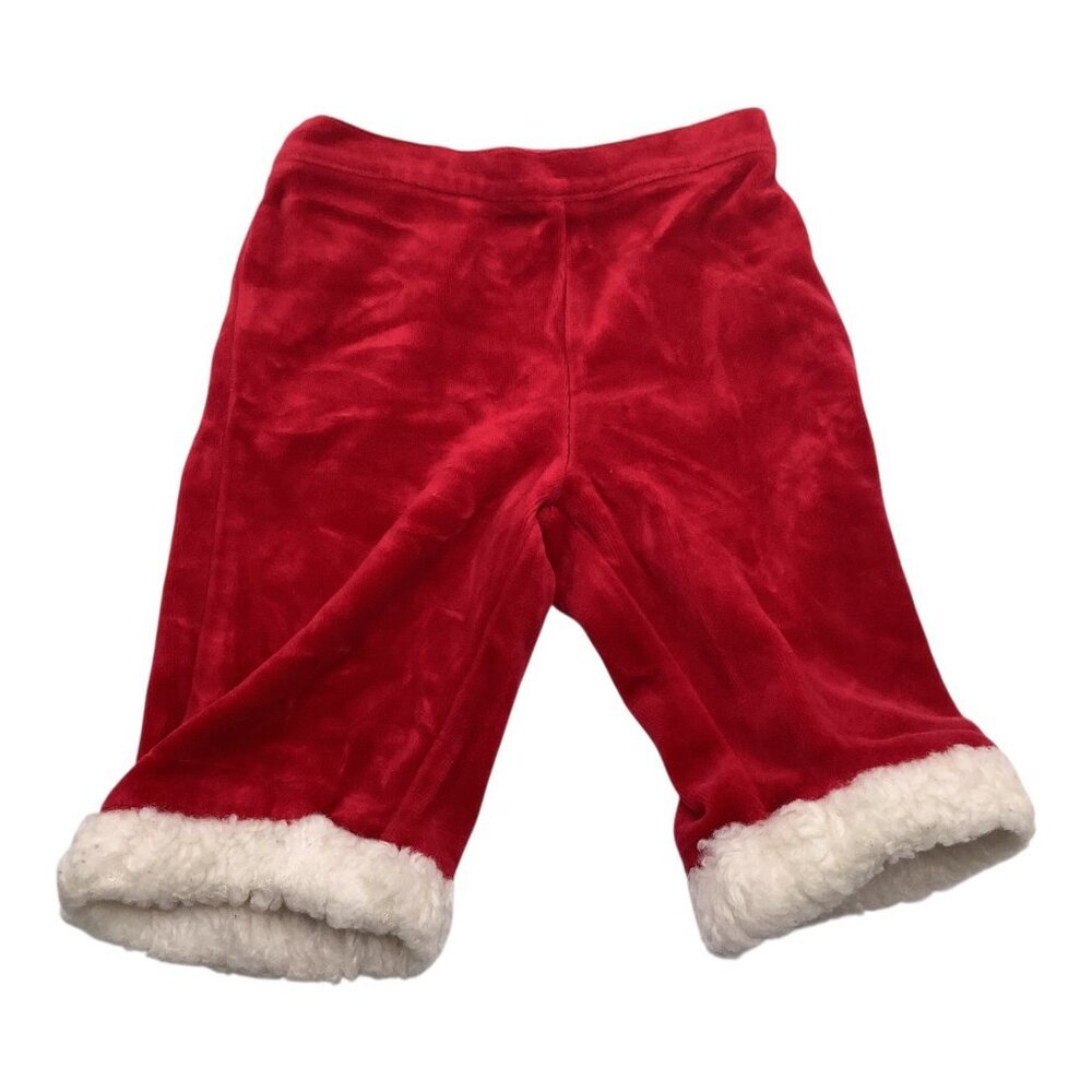 Santa Christmas Pants Girls‎ 3-6 Months Red White Faux Fur Trim Holiday Costume